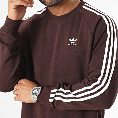 Adidas Originals - Sweat Crewneck A Bandes 3 Stripes IK8382 Marron