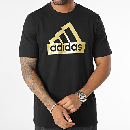 Adidas Performance - Camiseta metalizada II3468 negra y dorada