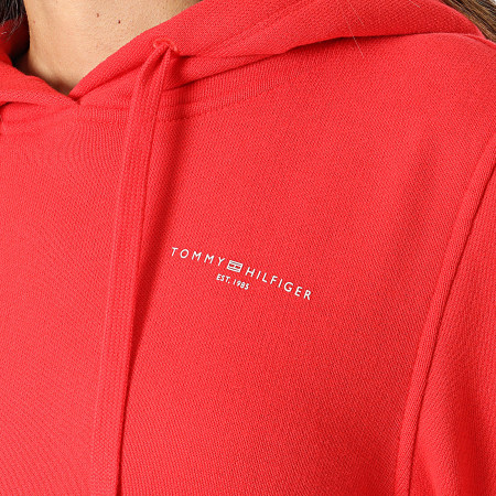 Tommy Hilfiger - Felpa con cappuccio donna 1985 Regular Mini Corp Logo 0274 Rosso