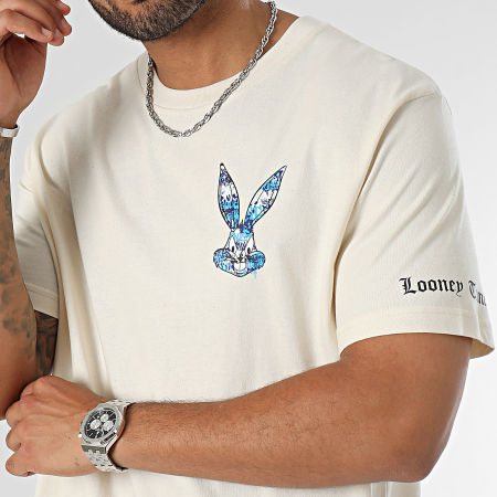 Looney Tunes - Tee Shirt Oversize Large Sleeves Bugs Bunny Graffiti Blue Beige