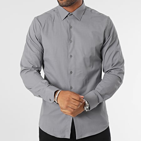 Mackten - Camisa gris de manga larga