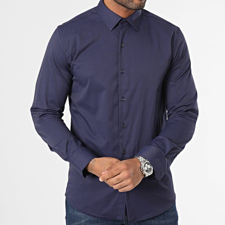 Mackten - Camicia a maniche lunghe blu navy