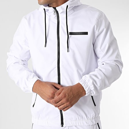 Zelys Paris - Set giacca con cappuccio e pantaloni cargo bianchi