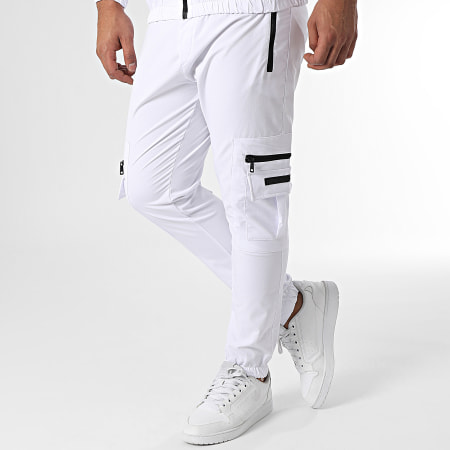 Zelys Paris - Conjunto de chaqueta blanca con capucha y pantalón cargo
