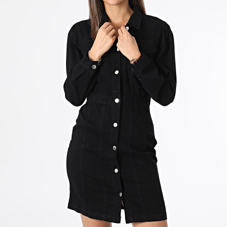 Girls Outfit - Robe Jean Manches Longues Femme Noir