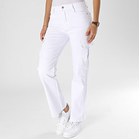 Girls Outfit - Flare Jeans Cargo Pantalones Mujer Blanco