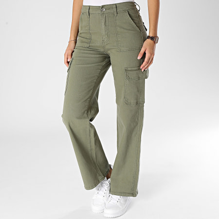 Girls Outfit - Pantaloni Cargo Donna Flare Verde Khaki
