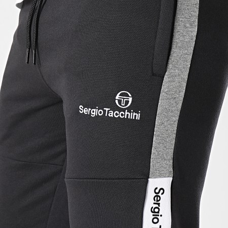 Sergio Tacchini - Pantalón de chándal con banda lateral de forro polar Negro
