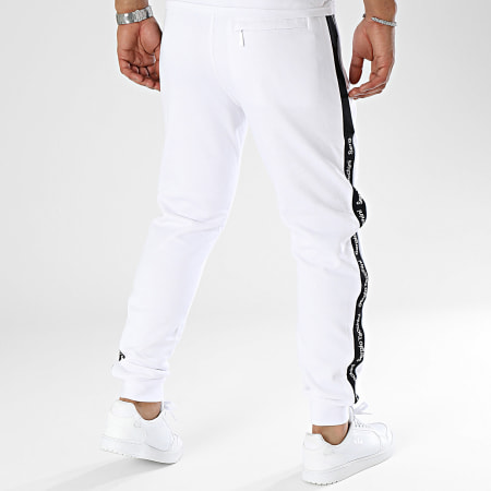 Sergio Tacchini - Pantaloni da jogging con bande laterali in pile, bianco