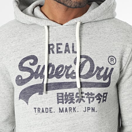 Superdry - Felpa con cappuccio con logo vintage, grigio scuro
