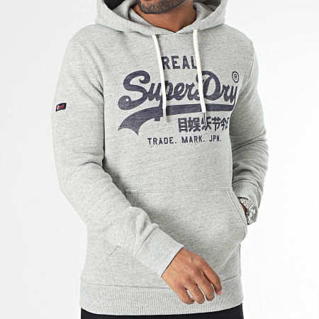 Superdry - Felpa con cappuccio con logo vintage, grigio scuro