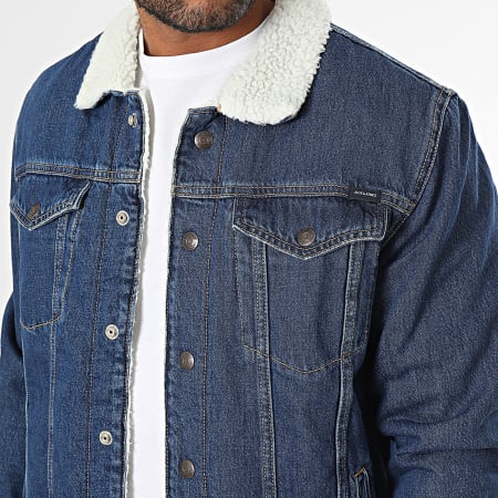 Jack And Jones - AA 491 Giacca jeans con colletto in sherpa in denim blu