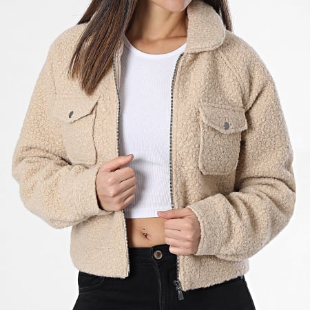 Only - Chaqueta con cremallera Becky Beige para mujer