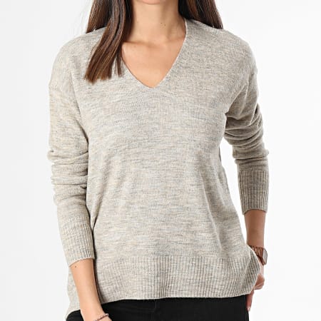 Tiffosi - Pull Col V Femme Juca 2 Beige Chiné