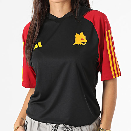 Adidas Sportswear - AS Roma IR0282 Maglietta nera con strisce