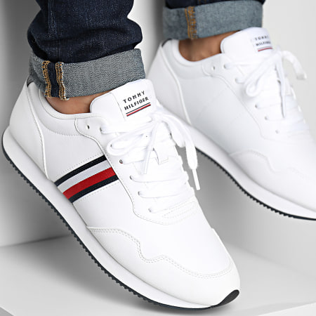 Tommy Hilfiger - Sneakers Core Low Runner 4834 Bianco Rosso Bianco Blu
