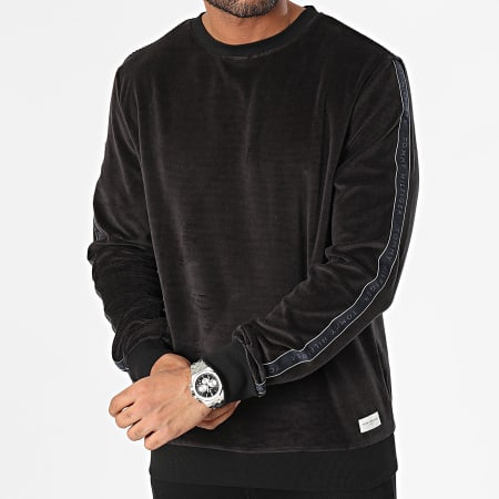 Tommy Hilfiger - Sudadera Crewneck A Bandes Track Top Velour 3010 Negro