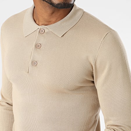 Aarhon - Polo Manches Longues Beige Taupe