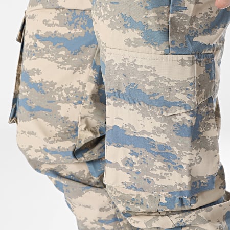 ADJ - Pantalon Cargo Beige Bleu Clair Camouflage