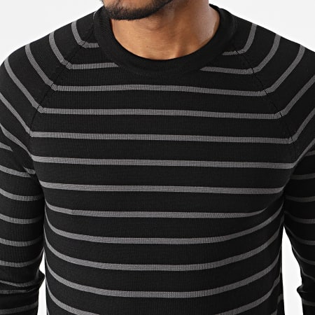Armita - Camiseta de manga larga a rayas ALP-309-1 Negro Gris