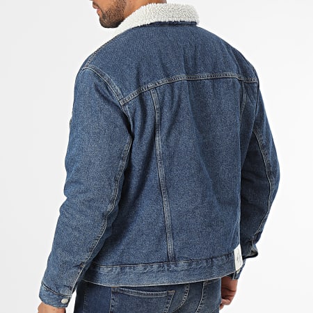 Calvin Klein - Giacca di jeans con colletto in pelle di pecora 3905 Blue Denim