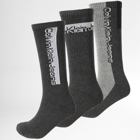 Calvin Klein - Lote de 3 pares de calcetines 701218735 Gris antracita brezo