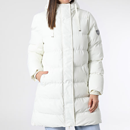 Deeluxe - Abrigo blanco con capucha para mujer Lina