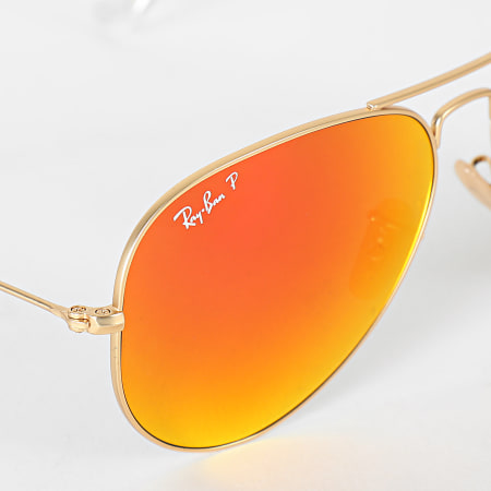 Ray-Ban - Gafas de sol de aviador grandes de metal RB3025 Naranja Espejo Oro