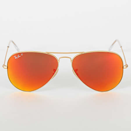 Ray-Ban - Gafas de sol de aviador grandes de metal RB3025 Naranja Espejo Oro