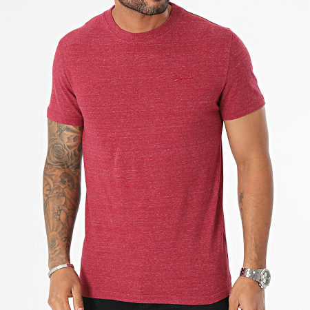 Superdry - Tee Shirt Vintage Logo Embroidered Rouge Chiné