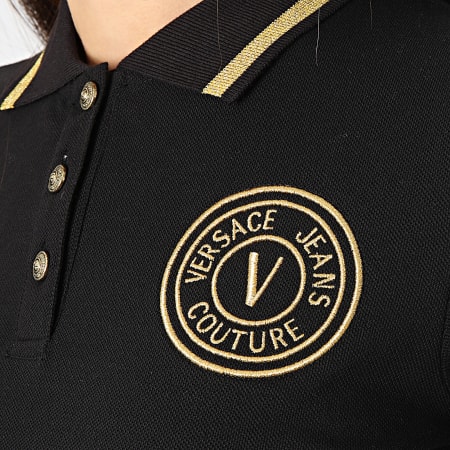 Versace Jeans Couture - Polo Manches Courtes Femme 75HAGT08-CJ01T Noir Doré