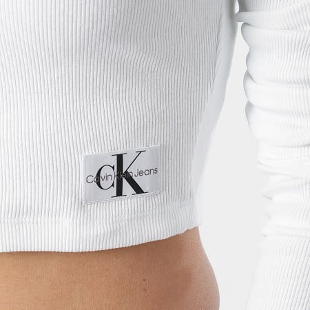 Calvin Klein - Tee Shirt Manches Longues Crop Femme 2025 Blanc