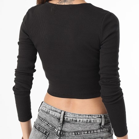 Calvin Klein - Camiseta corta de manga larga para mujer 2025 Negro