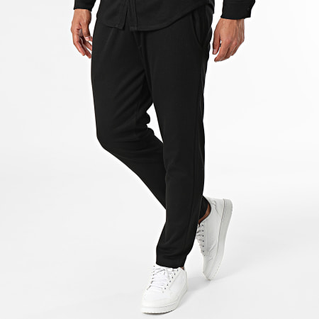 KZR - Set camicia nera a maniche lunghe e pantaloni da jogging