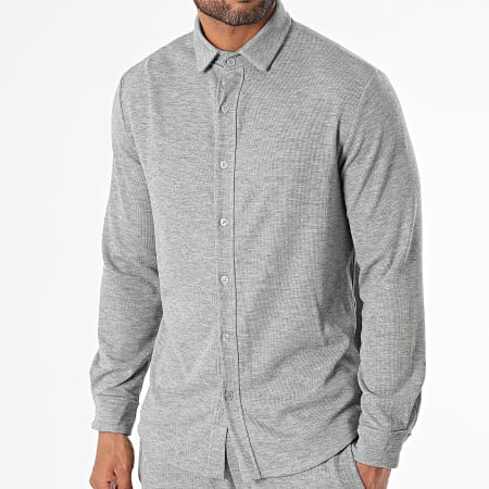 KZR - Set camicia a maniche lunghe e pantaloni da jogging grigio erica