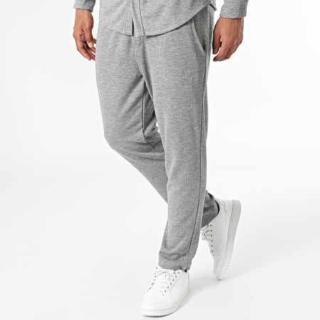 KZR - Set camicia a maniche lunghe e pantaloni da jogging grigio erica