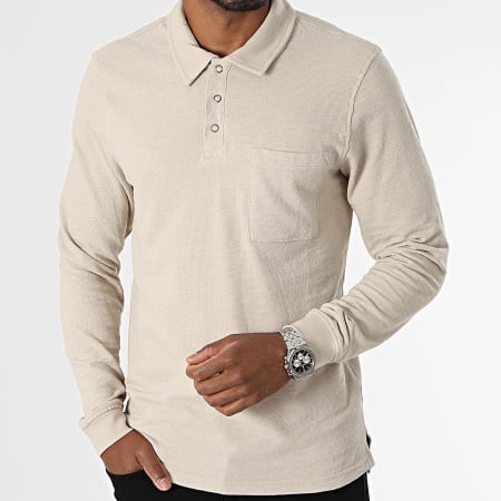 Only And Sons - Polo manica lunga Pocket Ben Beige