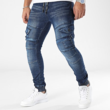 Classic Series - Jeans Cargo Slim in denim blu