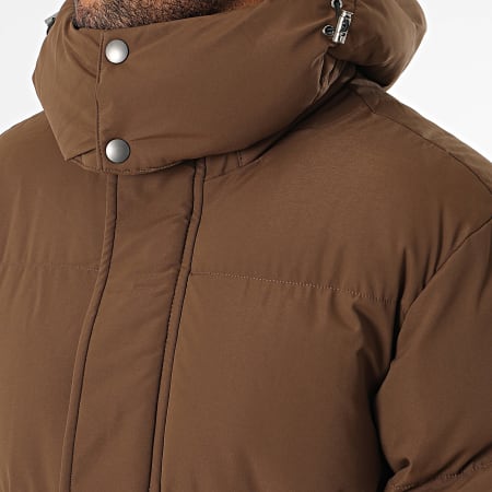 Frilivin - Abrigo largo marrón con capucha