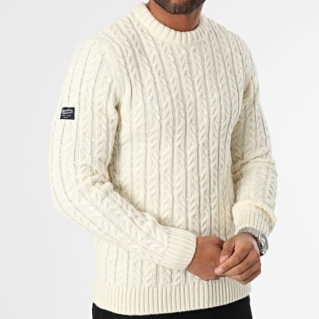 Sweat Superdry Femme Beige Taille 12 – Pull Col Rond Doublé, Coton/polyester
