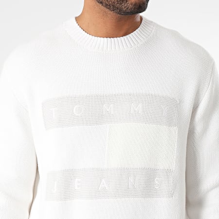 Tommy Jeans - Pull Relax Tonal Flag 7773 Blanc