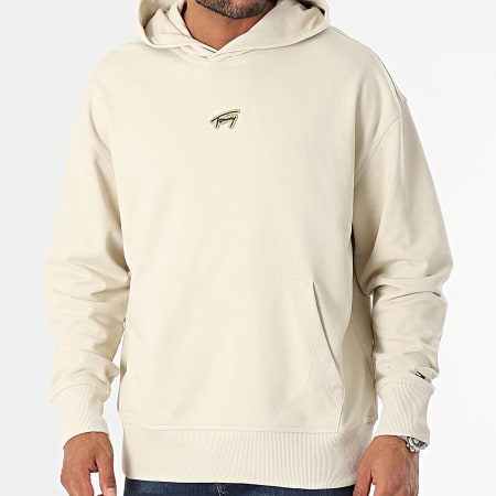 Tommy Jeans - Sudadera con capucha Relax Signature 7785 Beige