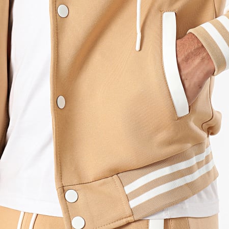 Zayne Paris  - Conjunto de chaqueta abotonada y pantalón cargo blanco beige
