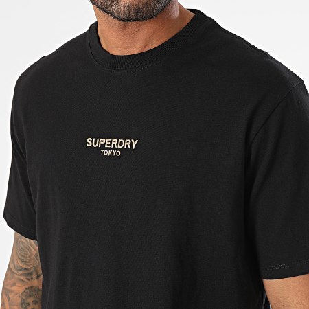 Superdry - Tee Shirt Luxury Sport Loose M1011728A Nero Oro