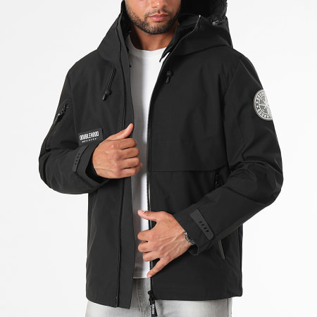 DoubleHood - Chaqueta Filton negra con capucha y cremallera