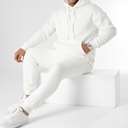 Ikao - Conjunto de sudadera blanca con capucha y pantalón de chándal