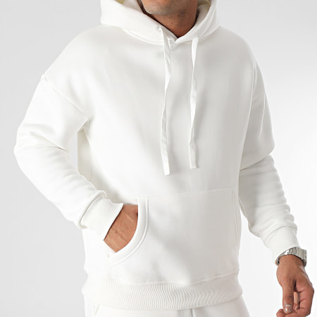 Ikao - Conjunto de sudadera blanca con capucha y pantalón de chándal