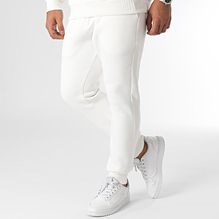 Ikao - Set di pantaloni da jogging e felpa bianca con cappuccio