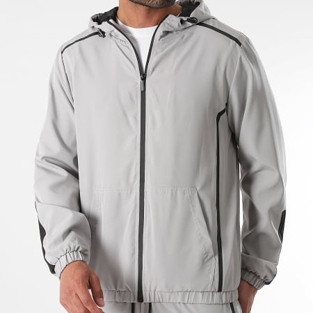 LBO - Set giacca con zip e pantaloni cargo con cappuccio 0145 grigio chiaro