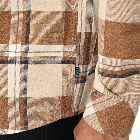 Tiffosi - Camicia a quadri a maniche lunghe Pioneer 10051616 Beige Brown